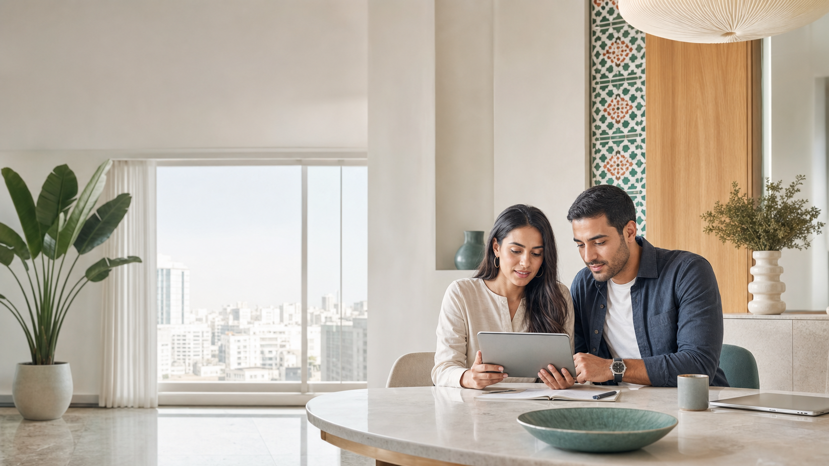 Couple préparant sereinement un projet de vie